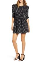 Women's Speechless Smock Sleeve Dot Dress - Black