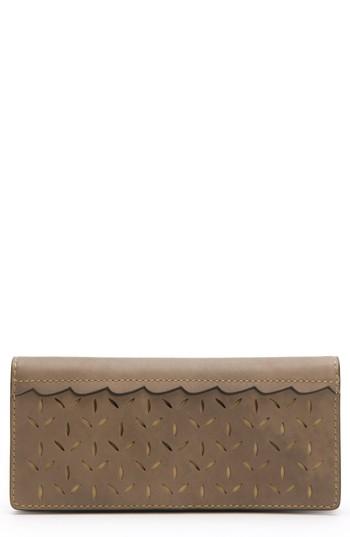 Women's Frye Ilana Perforated Slim Leather Wallet - Grey