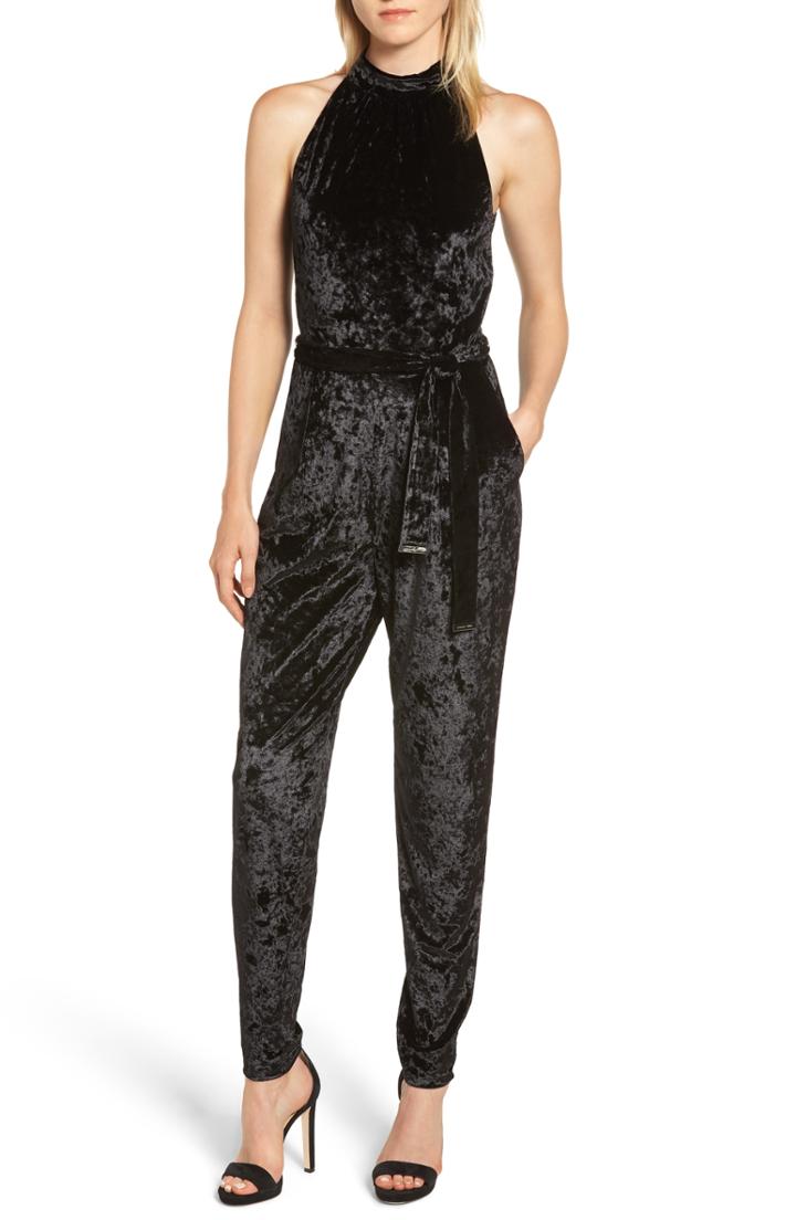 Women's Michael Michael Kors Mock Neck Velvet Jumpsuit