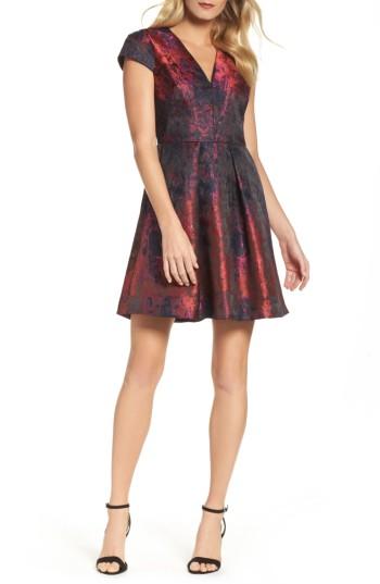 Petite Women's Vince Camuto Jacquard Fit & Flare Dress P - Pink
