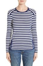 Women's Burberry Belice Stripe Merino Wool Sweater - Blue