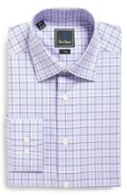 Men's David Donahue Trim Fit Plaid Dress Shirt 32/33 - Purple