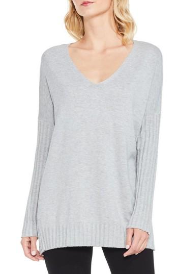 Women's Vince Camuto Ribbed Sleeve Sweater - Grey