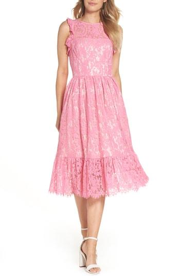 Women's Eliza J Ruffle Lace Midi Dress - Pink