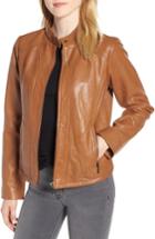 Women's Bernardo Scuba Leather Jacket - Brown