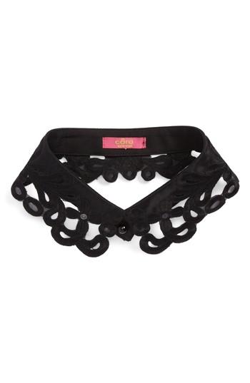 Cara Scalloped Lace Collar, Size - Black