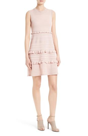 Women's M Missoni Ruffle Metallic Mouline Knit Dress Us / 40 It - Pink