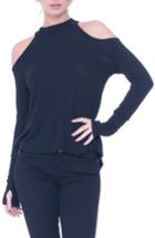 Women's Olian Wanda Cold Shoulder Maternity Top /small - Black