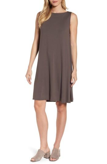 Women's Eileen Fisher Jersey Shift Dress, Size - Grey