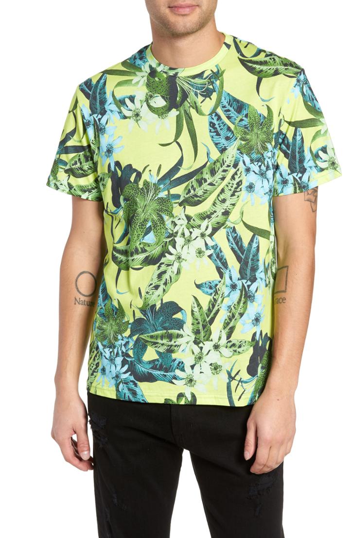 Men's Topman Classic Floral Shirt - Green