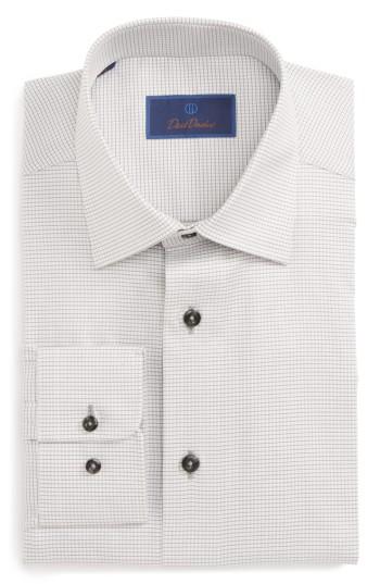 Men's David Donahue Regular Fit Check Dress Shirt 32/33 - Grey