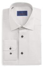 Men's David Donahue Regular Fit Check Dress Shirt 32/33 - Grey