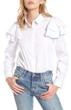 Women's Bp. Ruffle Shoulder Shirt, Size - White