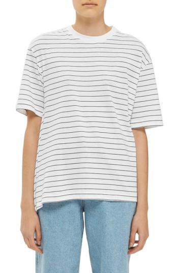 Women's Topshop Boutique Stripe Side Drape Tee Us (fits Like 2-4) - White