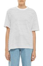 Women's Topshop Boutique Stripe Side Drape Tee Us (fits Like 2-4) - White
