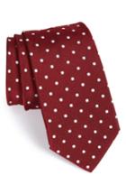 Men's Gitman Polka Dot Silk Tie, Size X-long - Burgundy