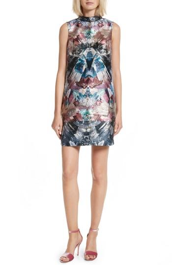 Women's Ted Baker London Mirrored Minerals Print Sleeveless Tunic Dress - Grey