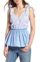 Women's Treasure & Bond Mix Stripe Peplum Top, Size - Blue