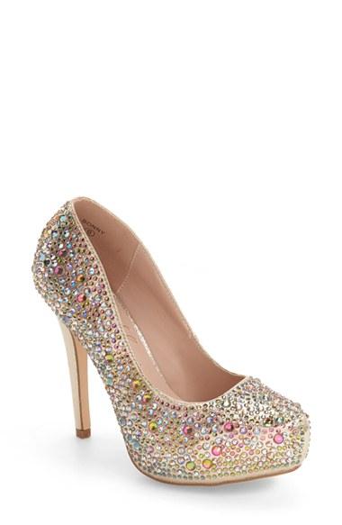 Women's Lauren Lorraine Bonny Crystal Embellished Platform Pump .5 M - Metallic