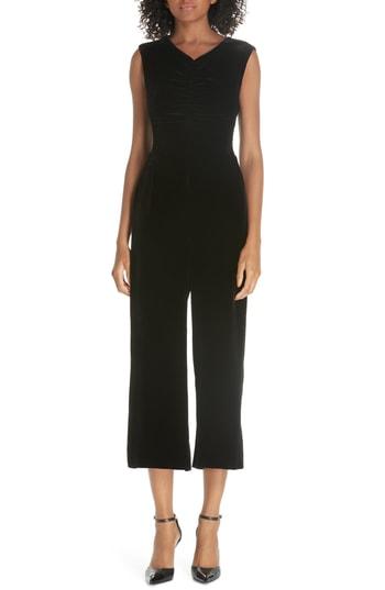 Women's Rebecca Taylor Ruched Velvet Jumpsuit - Black
