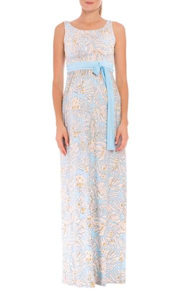 Women's Olian 'scarlet' Boatneck Maternity Maxi Dress