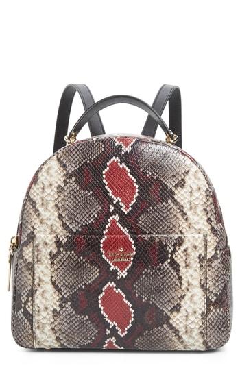 Kate Spade New York Reese Park - Ethel Snake Embossed Leather Backpack - Brown