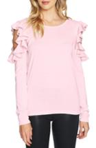 Women's Cece Ruffled Cold Shoulder Sweater, Size - Pink