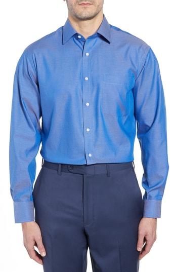 Men's Nordstrom Men's Shop Classic Fit Non-iron Solid Dress Shirt - 34 - Purple