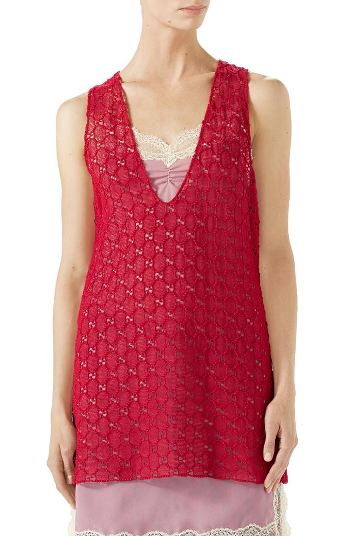 Women's Gucci Gg Macrame Top Us / 40 It - Red
