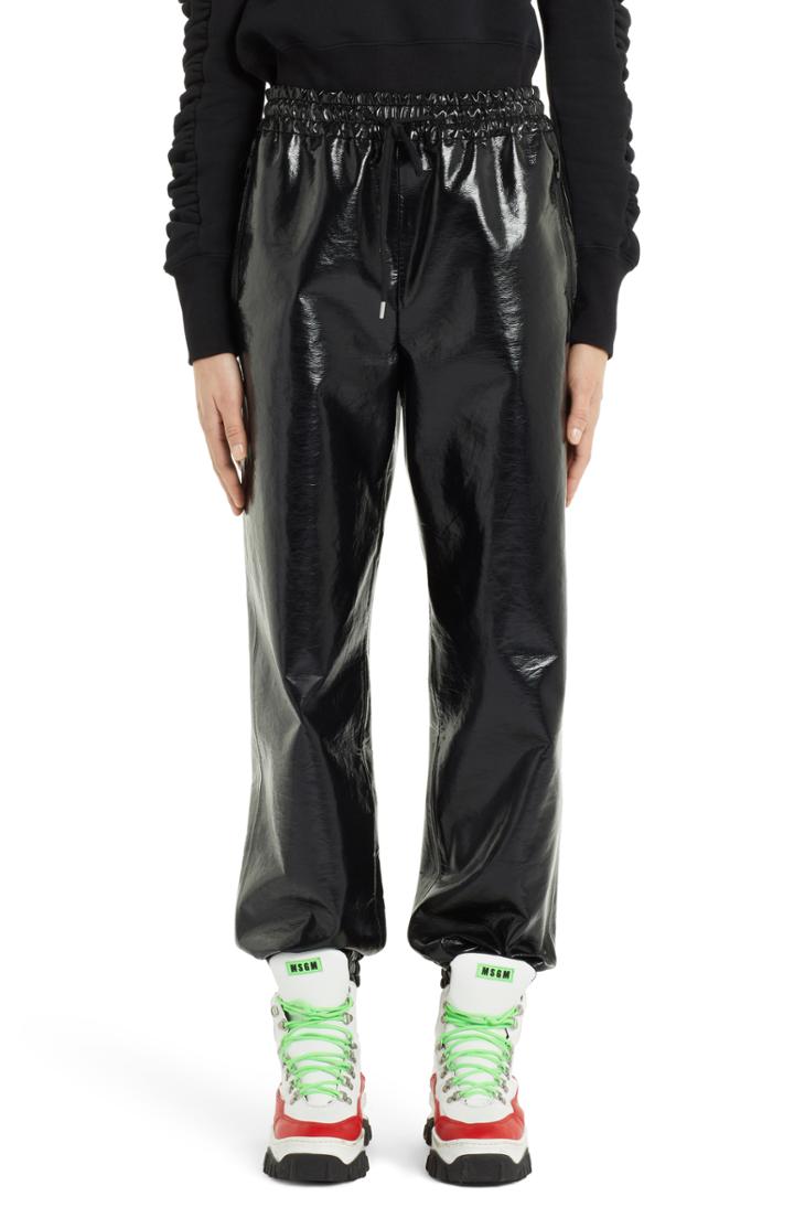 Women's Msgm Faux Patent Leather Joggers Us / 42 It - Black