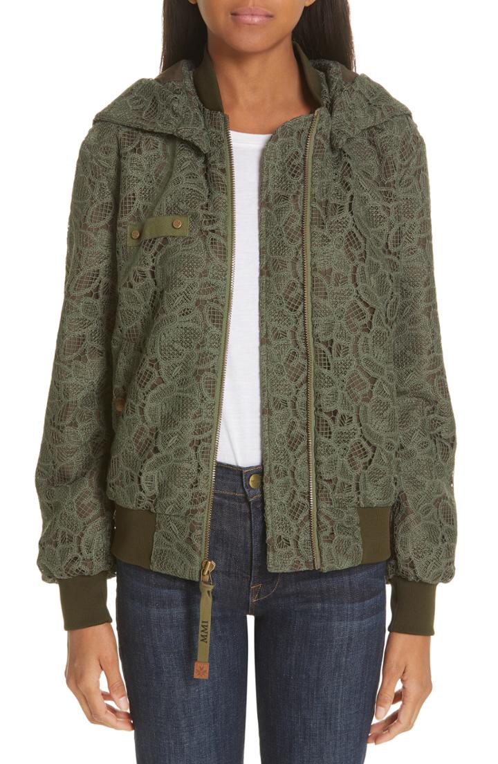 Women's Mr & Mrs Italy Lace Bomber Jacket - Green