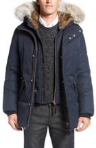 Men's Mackage 'edward' Down Parka With Genuine Coyote And Rabbit Fur Trim - Blue