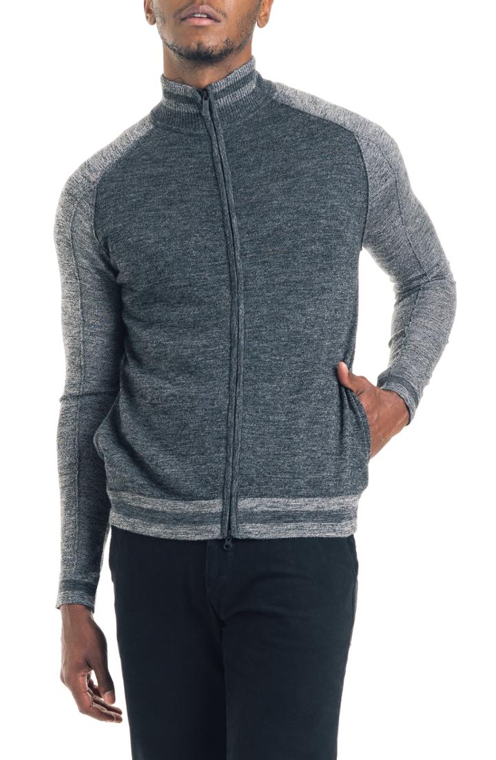 Men's Good Man Brand Modern Slim Fit Merino Wool Track Jacket - Grey