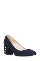 Women's Nine West Cerys Studded Block Heel Pump .5 M - Blue