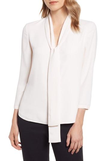 Women's Anne Klein V-neck Tie Front Blouse - White
