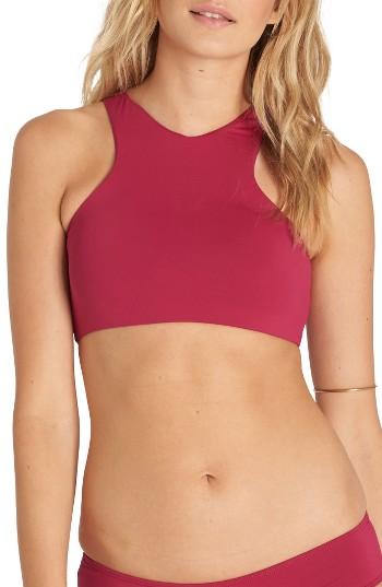 Women's Billabong Sol Searcher High Neck Bikini Top - Burgundy