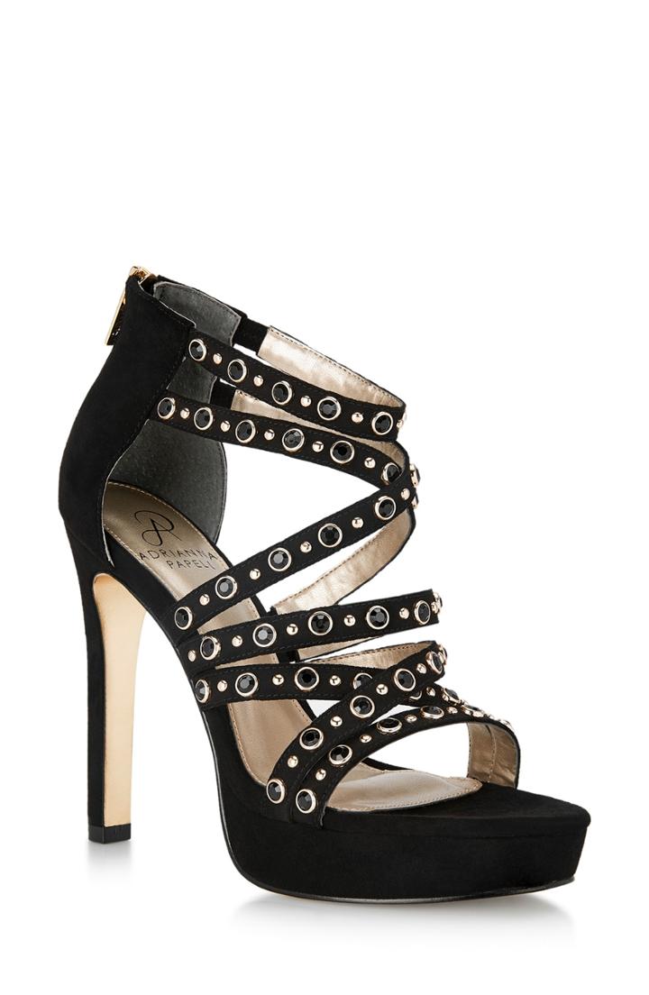 Women's Adrianna Papell Malia Crystal Embellished Platform Sandal .5 M - Black