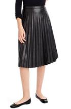 Women's J.crew Pleat Faux Leather Midi Skirt - Black