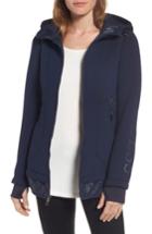 Women's Guess Mixed Media Hooded Jacket - Blue