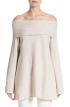 Women's Lafayette 148 New York Cashmere Off The Shoulder Sweater, Size - Beige
