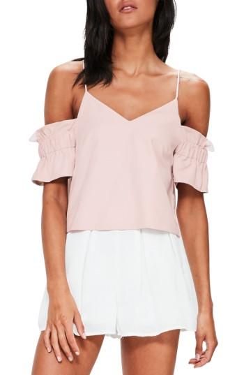 Women's Missguided Brushed Off The Shoulder Top Us / 14 Uk - Purple