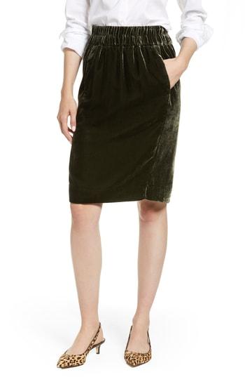 Women's J.crew Pull-on Velvet Skirt - Green
