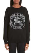 Women's Burberry Bilston Logo Jacquard Merino Wool Blend Sweater, Size - Black