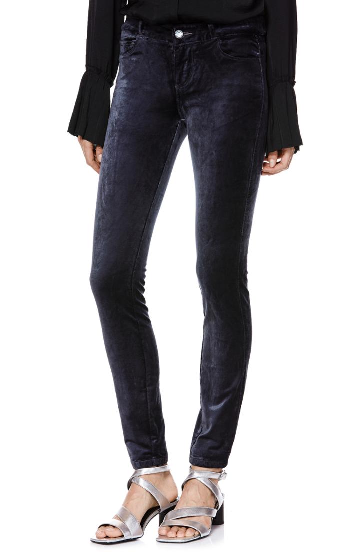 Women's Paige Verdugo Stretch Velvet Skinny Pants - Blue