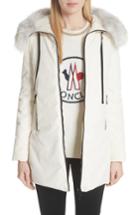 Women's Moncler Bartramifur Hooded Down Coat With Removable Genuine Fox Fur Trim - White