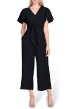 Women's Tahari Short Sleeve Crepe Jumpsuit - Black
