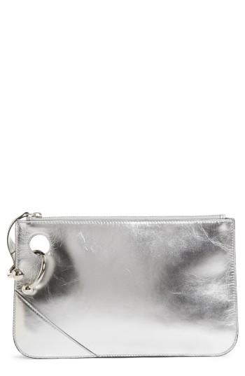 J.w.anderson Pierce Metallic Leather Clutch - Metallic