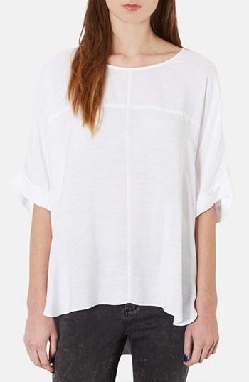 Topshop Seam Detail High/low Tee White