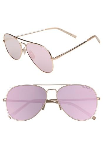 Women's Seafolly Noosa 51mm Metal Aviator Sunglasses - Rose Gold