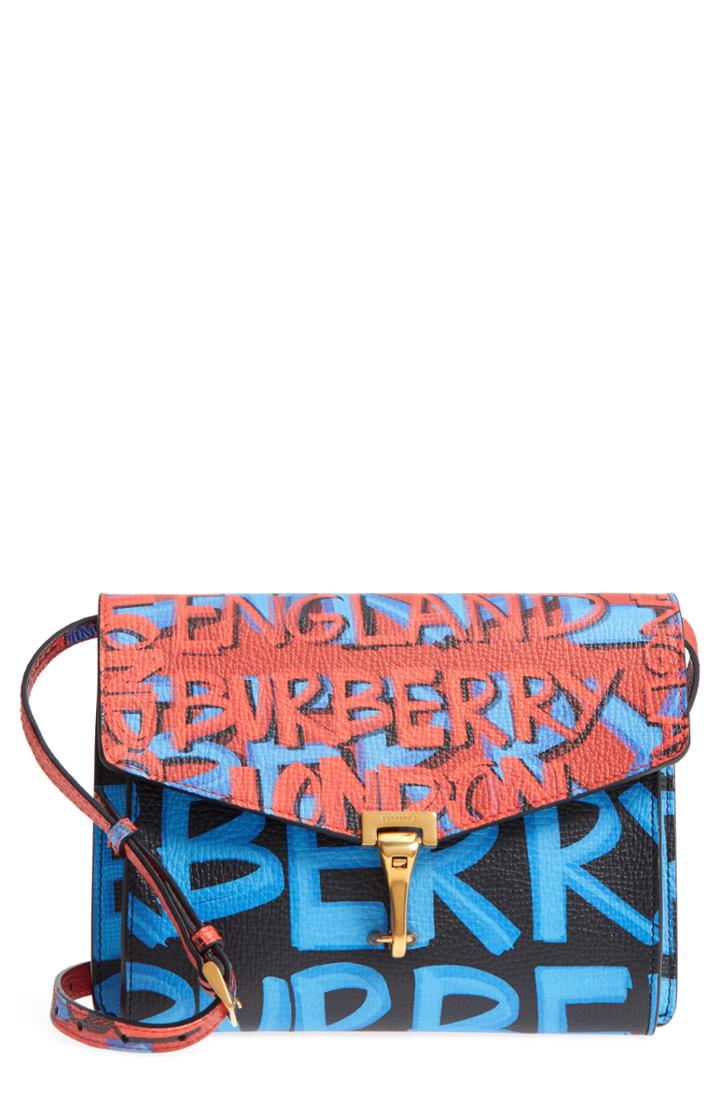 Burberry Small Macken Graffiti Print Leather Crossbody Bag -